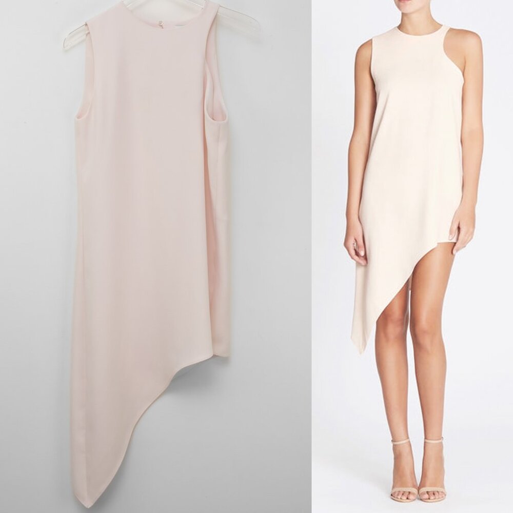 IRO Away Mini Dress Sleeveless Asymmetrical Hem Powder Blush Pink Size 38